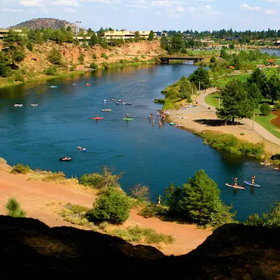 Scenic floating on the Deschutes River in Bend, Oregon