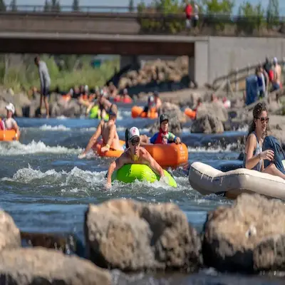 Whitewater park float zone by Powder House Bend